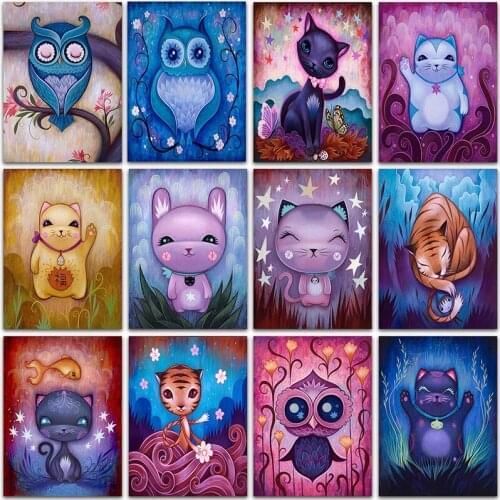 5D DIY Diamond Painting Kit Cartoon animals rabbit Cat tiger Full Square&Round embroidery mosaic Cross stitch Paint home decor