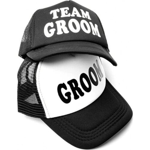 2021 New Groom Drinking Team Print Trucker Hat Men Hip-Hop Snapback Baseball Mesh Cap New