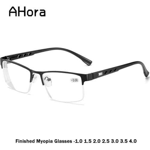 Ahora Metal Half Frame Optical Glasses Frame Myopia Men Women Dioptric Men Simple Business Spectacle Frames -1.0 to -4.0