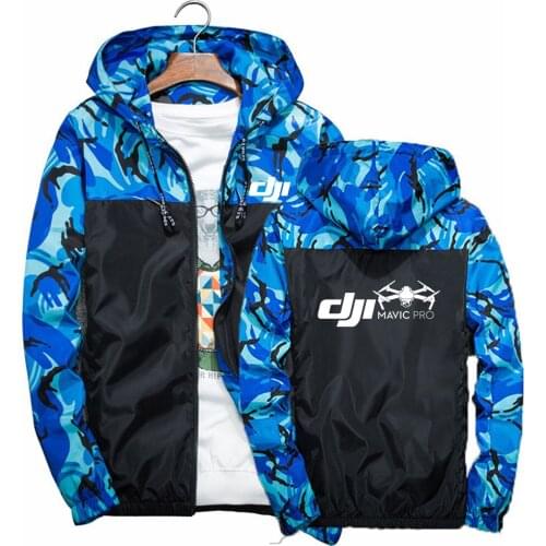Autumn Dji Mavic Pilot Logo Men 2021 Street Camouflage Stitching Windbreaker Hoodies Zipper Thin Sport Jacket Casual Coat Tops