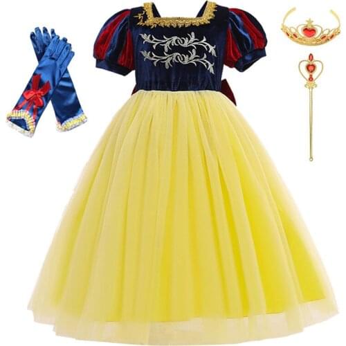 Girls Dress Summer Kids Cosplay Snow White Princess Dresses Girl Elegent Christmas Dress Child Party Performance Outfit Clothes