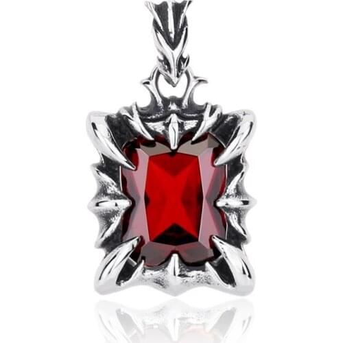 Stainless Steel Black Red Stone Pendant Women Fashion Gift Jewelry Droppshiping