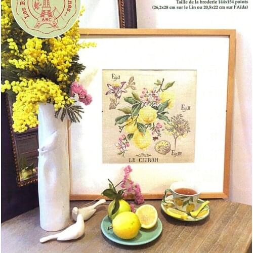 Lovely kit 19-20 Cross stitch Handmade 14CT Counted Canvas DIY,Cross-stitch kits,Embroidery -LBP-shaded fruit lemon 38-38