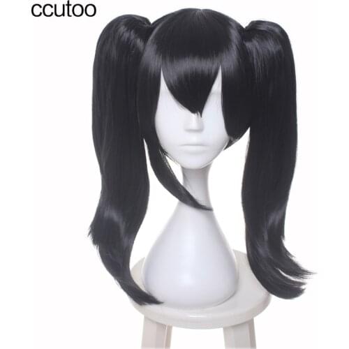Ccutoo LoveLive! Love Live Nico Yazawa Niko Cosplay Wig Black Synthetic Womens Hair With Removable Chip Ponytails