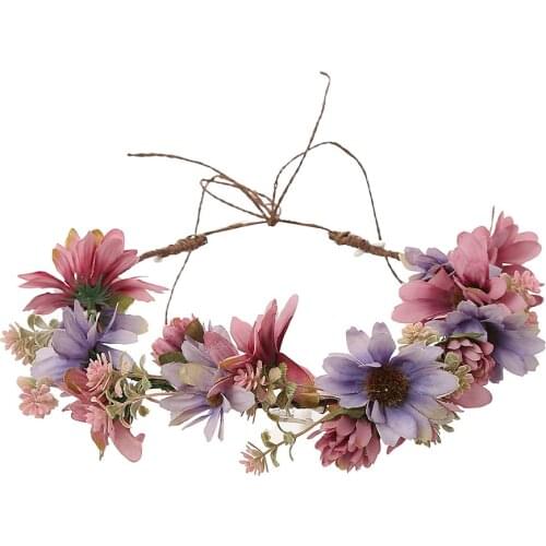 Romantic Flower Crown Headbands Garland Tiara Girls Women Hairbands Head Wreath Hair Accessories Beach Party Wedding Photography