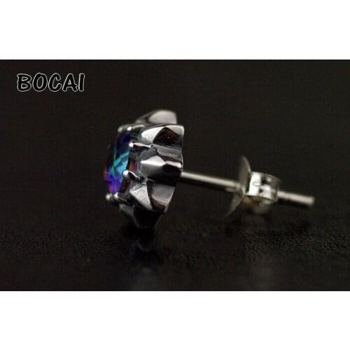 Retro silver earrings for Man 925 silver earrings for women Thai silver male single man earrings woman earrings
