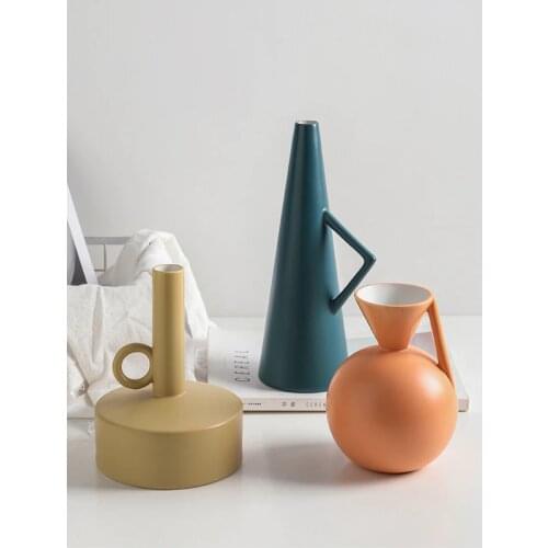 Scandinavian Ceramic Vase Creative Geometric Art Porcelain Flower Pot Figurines Home Decoration Accessories