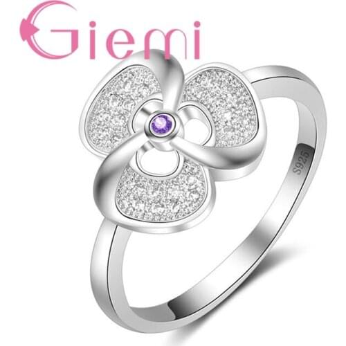 Unique Twist Flower Silver Ring for Women Girls Particular Jewelry 925 Sterling Silver Party Engagement Shiny Crystal Anel