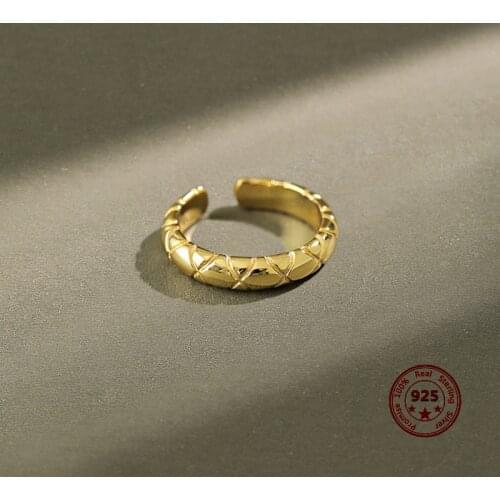 S925 Sterling Silver Ring 2020 New Smooth Diamond Pattern Personalized Fashion Wild Simple Style Open Type Suitable For Women