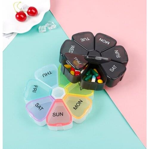 1/2pc Colourful Pill Case Plastic 7Day Tablet Candy Box Portable Storage Tablet Holder Travel Organizer Pill Dispenser Container