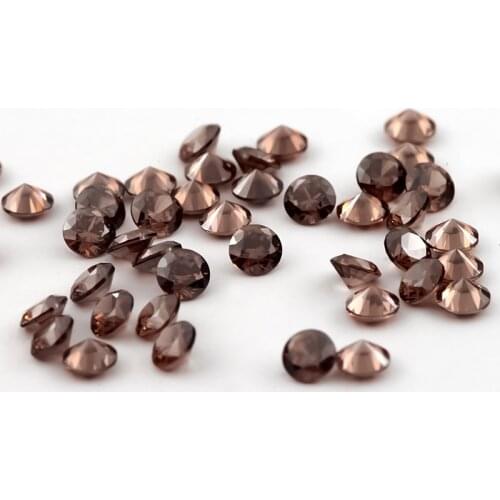 1mm~3mm Coffee Color Cubic Zirconia Stone Round Shape Europe Machine Cut Loose CZ Synthetic Gemstone For Jewelry