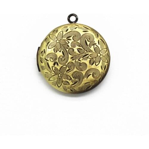20 PCS 27.5mm Metal Copper Antique Bronze Brushed KC Gold Silver Color Round Photo Locket Pendant Fit 20mm For Jewelry Making