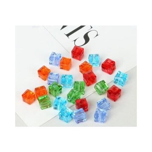 20pcs Handmade diy beaded bracelet jewelry 6MM square glass crystal loose beads hair accessories earrings accessories material