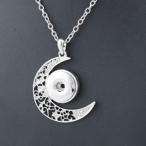 2017 New Fashion Beauty pendant Moon Snap necklace fit DIY 18MM snap buttons jewlery wholesale women ZG057