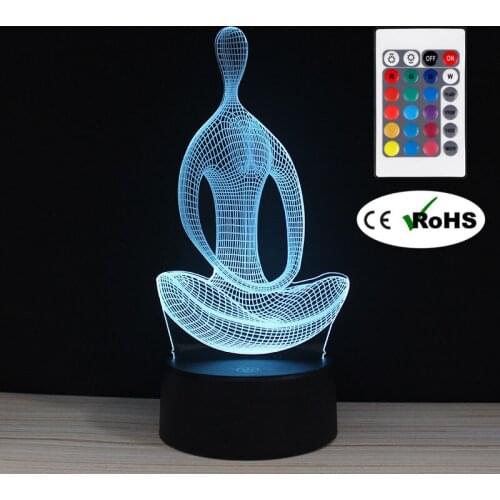 3D Led Novety Lighting Creative Gift Night Light Table Lamp Yoga Meditation Led Home Corridor Hotel Party Atmosphere Lights