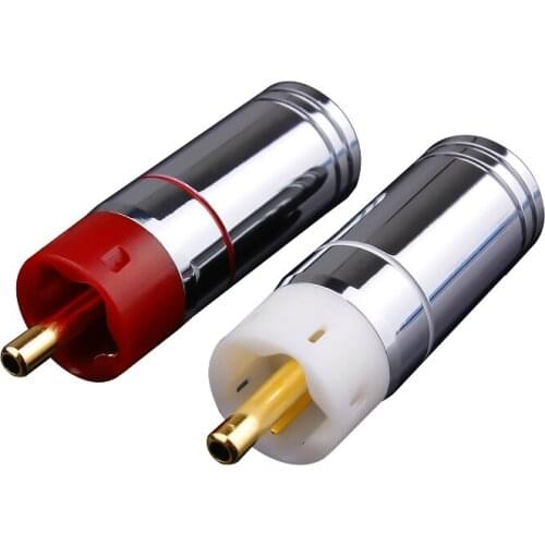 4pcs Hifi Audio Adapter DIY 9mm Silver Plated Brass RCA Plug Connector