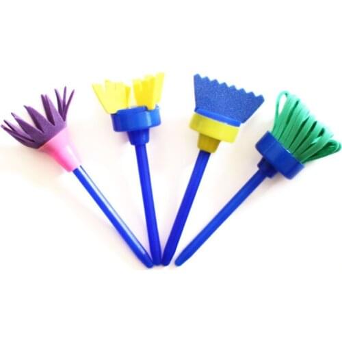 4Pcs/Set Rotate Spin Sponge Paint Drawing Kids DIY Graffiti Brushes Art Supplies Painting Tool Educational Toy