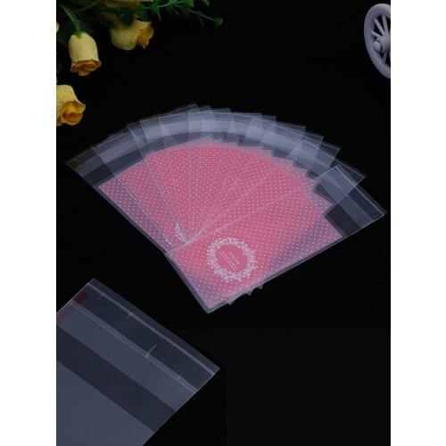 50pcs Plastic Lipstick Bag Cute Small Candy Cookie Transparent Packaging Opp Bag Jewelry Cupcake Wrapper Self-Adhesive Bag Gift