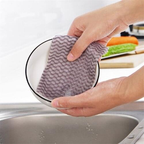 50 Tablets/Pure Color Disposable Microfiber Wipes Wet Dry Kitchen Towels Oil-absorbent Absorbent Dishwashing Cleaning Cloth