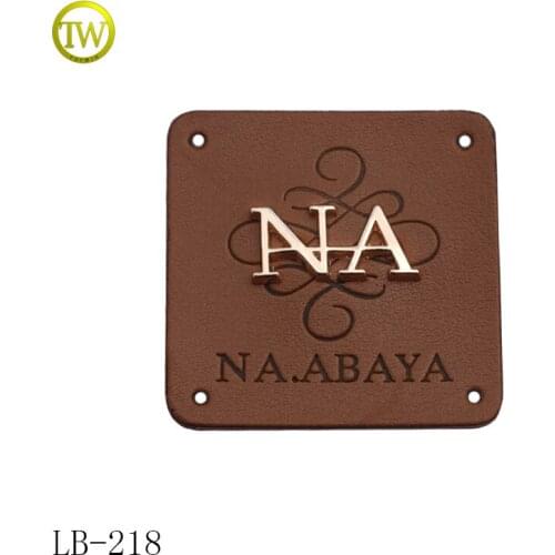 Garment accessories custom embossed brown small leather patch label