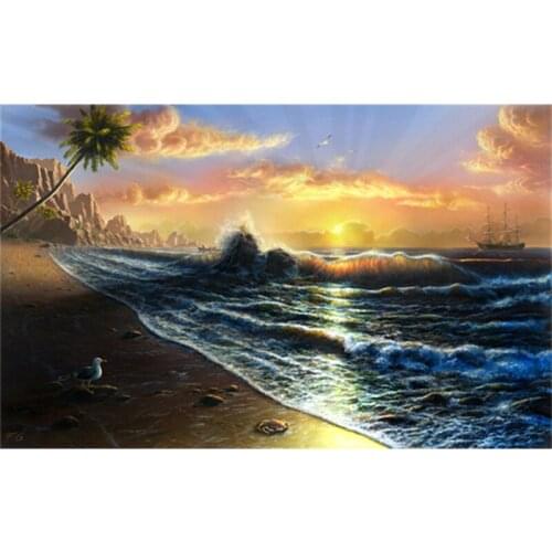 Diamond Embroidery Painting 3D Full Drill Diamond Mosaic Cross Stitch Pasted DIY Home Decor Craft Seaside, Seagull A7202R