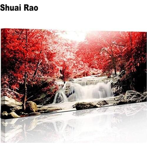 Large size 5d diamond painting stitch cross"waterfall forest tree"full drill diamond mosaic rhinestone embroidery landscape art