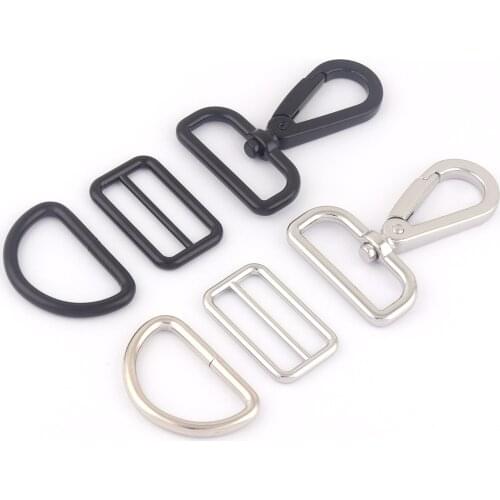 32mm Black Metal Adjuster Swivel Claw Clasps,Dog Collar Hardware Backpack Webbing Purse Finding D Ring Belt Strap Slide Buckle