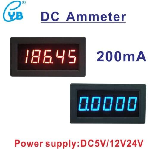 Digital Ammeter DC Current Meter Amp Panel Meter 4 1/2 Display DC 200mA Ampere Meter Current Gauge Amperemetre LED 5-Digits Red