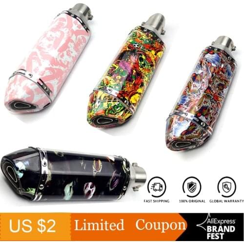 DUPANQ Colorful Motorcycle Exhaust For GY6 CB400 FZ16 PCX150 Exhuast Muffler Scooter Motorbike ATV Pit Bike Escape cafe racer