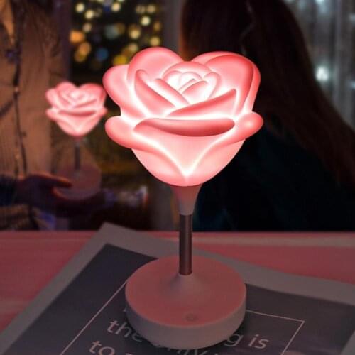USB Touch Dimming Rose Silicone LED Night Light Kids Bedroom Home Modern Indoor Study Romantic Decoration Creative Gift Lamp