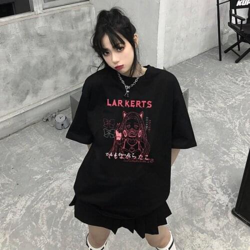 Anime Gothic Punk Graphic T-shirt Harajuku Summer Womens Tops Vintage Streetwear Kawaii y2k Tee Korean Style Fashion Clothing