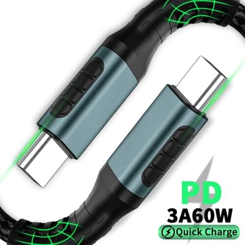 Type C To USB Type C Cable QC 3.0 Quick Charge For Xiaomi Redmi 60W PD USB-C Cable For Samsung Huawei P30 40pro 5G USB-C Charger