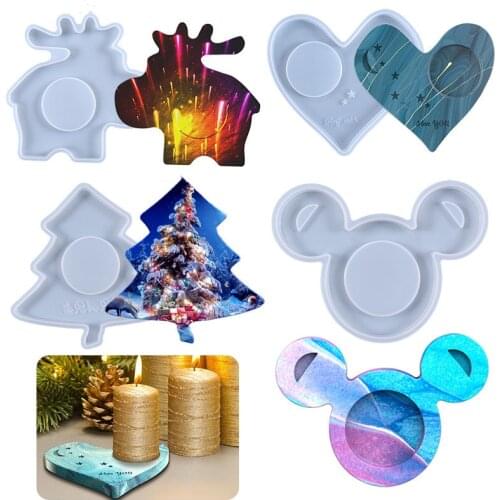 Coaster DIY Crystal Epoxy Resin Silicone Mold Heart Shaped Star Candle Holder Coaster Multi-purpose Silicone Mold