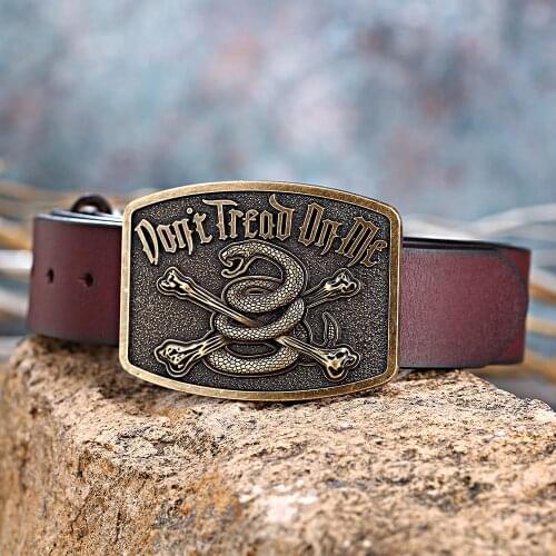 Western cowboy DON'T TREAD ON ME man novel belts Don't push me Zinc alloy leather button belt
