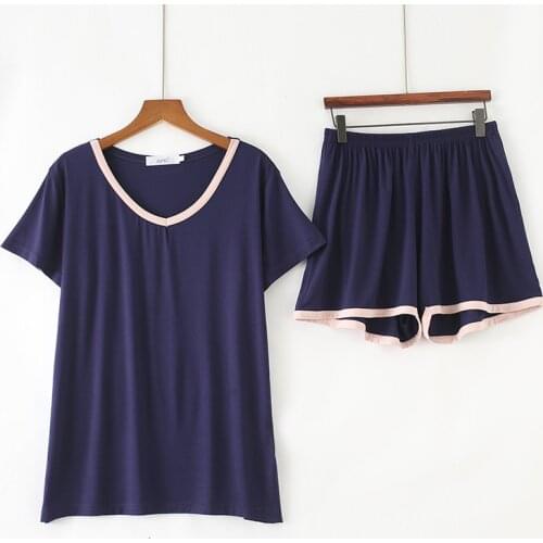 Soft Comfortable Womens Pajamas Set Short Sleeve Pant Sleepwear Suit New 2021 Spring Summer Pyjamas Female Homewear Pijamas