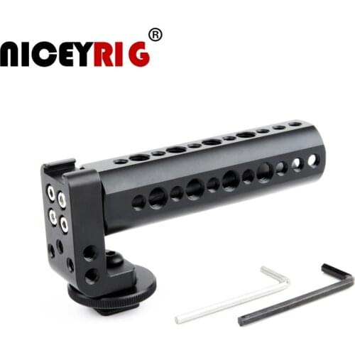 NICEYRIG Camera Cage Handle DSLR Cage Grip 1/4" 3/8" Cheese Handle Cold Shoe for Sony for Panasonic for Nikon Video Stabilizing