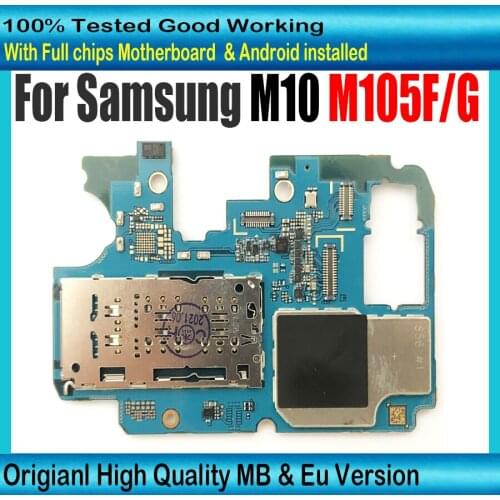 Original unlocked Motherboard For Samsung Galaxy M10 M105F M105G 16GB 32GB Mainboard Logic board With Android System Plate