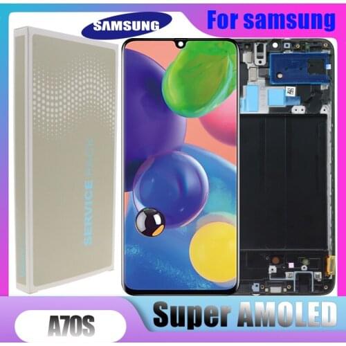 Original 6.7'' SUPER AMOLED LCD For Samsung Galaxy A70s A707 A707F A707FD LCD Display Touch Screen Digitizer Assembly with frame