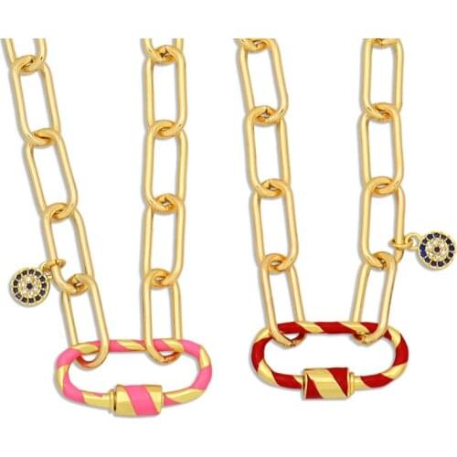 Geometric Oval Pendant Summer Necklaces for Women Small Blue Evil Eye Turkish Jewelry Aesthetic CZ Crystal Stone Necklaces