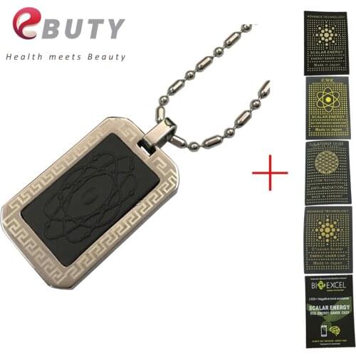EBUTY Global Energy Pendant Health Stainless Steel Lava Charms with 4 in 1 Balls Curling + Anti-radiation Sticker Shield Free