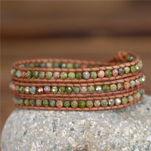 Premium Women Wrap Bracelets Charm Bead Bracelet Handmade Natural Stones 3X Leather Wrap Bracelet Fancy Femme Bracelets Dropship