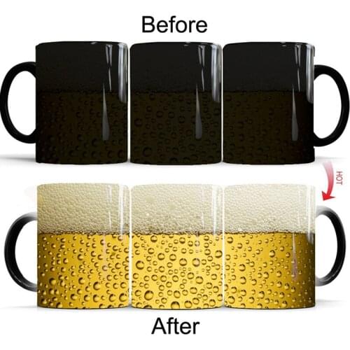 Drop Shipping 1Pcs New Creative Beer Mugs Coffee Cups Heat Sensitive Tea Cups Coffee Mugs Gift Mugs for Kids Children Friends