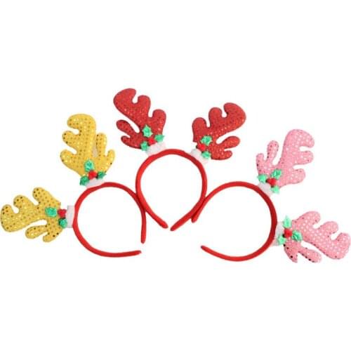 Hot sell Christmas decorations Santa Claus Antlers Sequin Fawn headband head buckle Christmas party Headwear