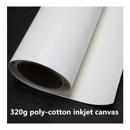 24 inch --60 inch x 18m 320g blank polycotton inkjet canvas roll with wholesale price