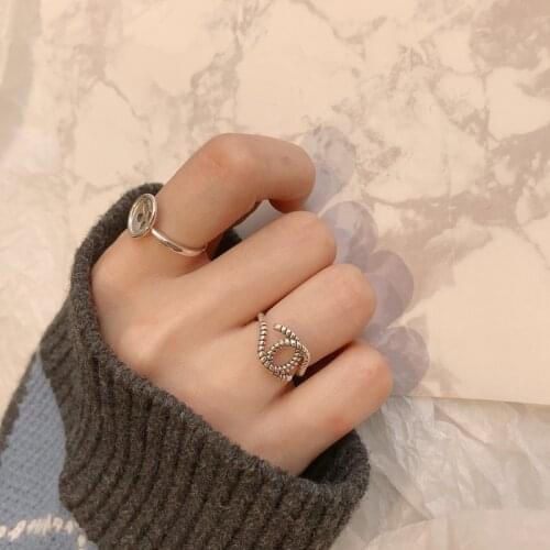 S925 Sterling Silver Button Coil Rope Rings Love Set For Girl Female Hot Fashion Couple Cute Gift Adjustable Wholesale Vintage