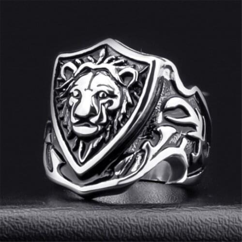 Secret Boy Mens Fashion Classic Domineering Lion Head Shield Ring Party Work Leisure Wear Jewelry Birthday Gifts