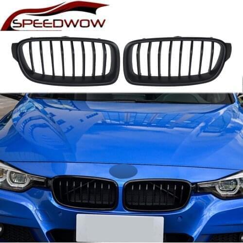 SPEEDWOW Gloss Black Car Front Kidney Grilles For BMW 3 Series F30 F35 2013-2019 Auto Racing Grills Exterior Parts