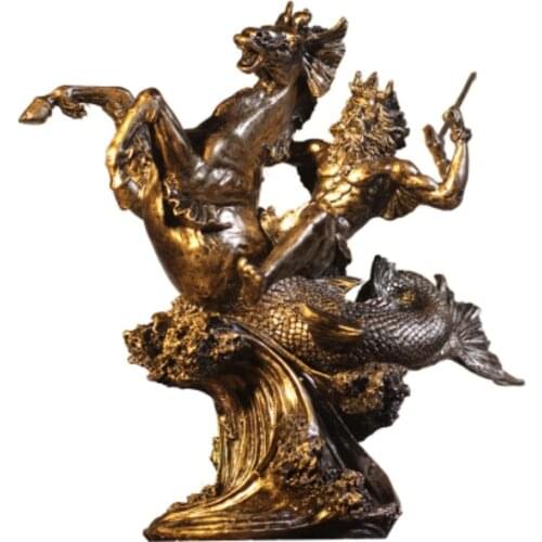 Medieval Ancient Greek mythology warrior handicraft figure sculpture Poseidon household ornaments with home warriors Crafts Arts