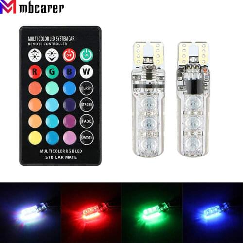 T10 W5W 194 168 RGB LED Car Clearance Lights SMD Bulbs Remote Control LED Lamp Car Reading Lights Automobile Accessories