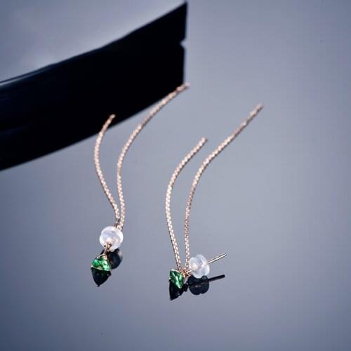 Tourmaline Earrings womens 14k Rose Gold TASSEL EAR thread custom craft womens Birthday Party Gift Handmade Jewelry